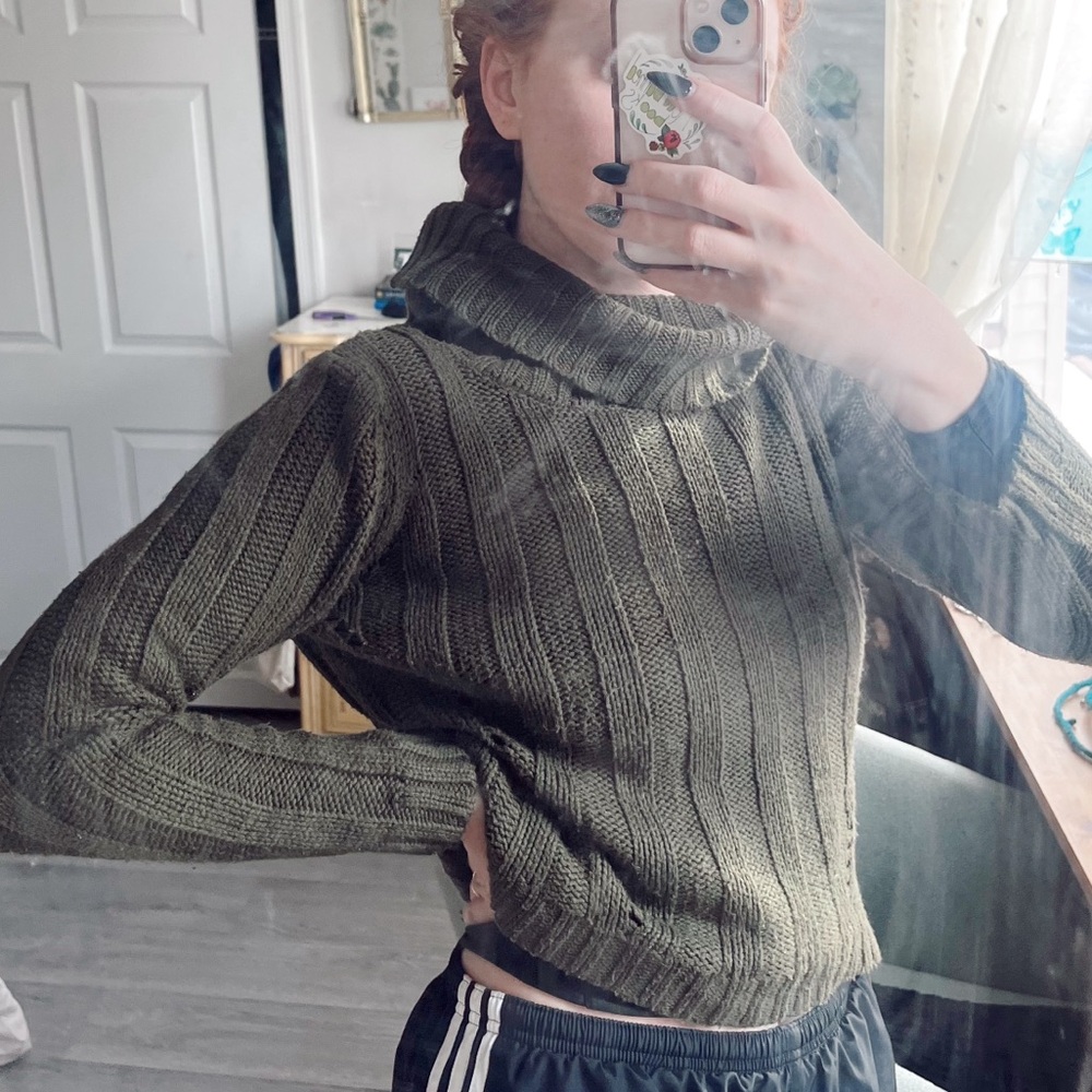 Cozy Olive Green Knit Sweater